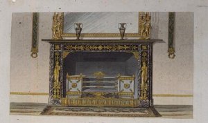 Ein Kamin, Tafel 183 aus Ackermanns Repository of Arts, veröffentlicht 1828